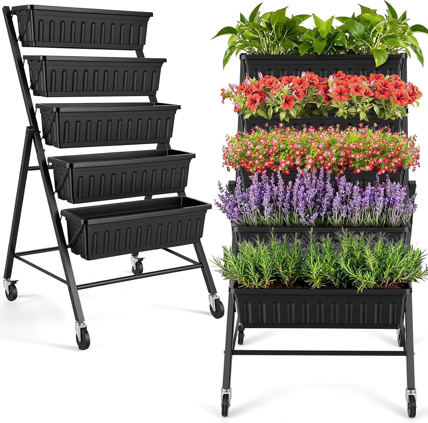 Indoor Herb Garden - Rak Tanaman Vertikal Beroda, Set Kotak